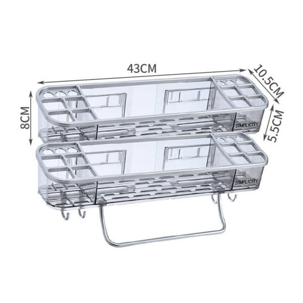 Wall-Mounted Triangle Storagex Rack Bathroom Shelf With Towel Bar Hooks Organizer For Bath Household Bathroom Accessories - Image 4