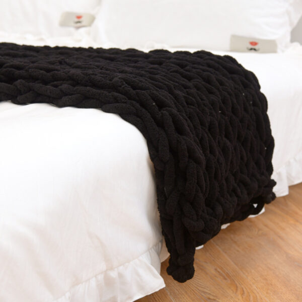 Handmade Coarse Yarn Knitted Chenille Rod Knitted Yarn Sofa Cover Blanket - Image 5