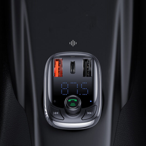 Bluetooth FM Transmitter Car Adapter with Dual USB + Type-C Fast Charging Ports - Image 6