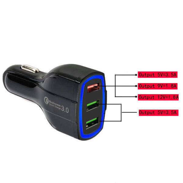 3-Port USB Car Charger with Qualcomm Quick Charge 3.0 – Fast Charging